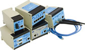 An optional fibre-optic media converter allows the Ethernet network to be extended over a greater distance